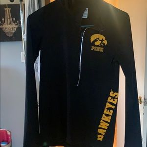 Pink Hawkeye quarter zip